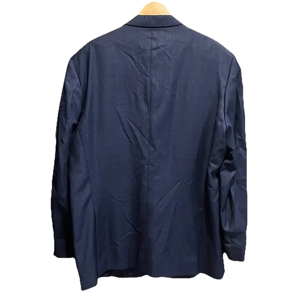 Peter Millar Navy Check 100%‎ Wool Men's Blazer 2-Button Jacket Size 50T